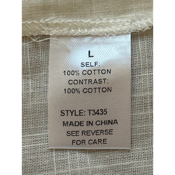 See and Be Seen Cotton Blouse White Size Large Silver Embroidery Poms NWT - Picture 8 of 9